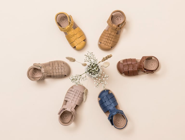 Fashion photography - a group of baby's shoes