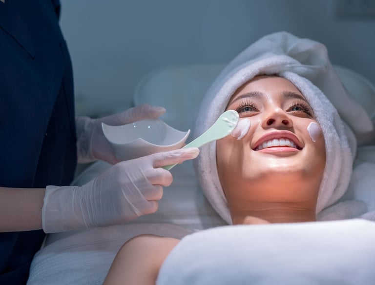 Fresh face, glowing skin, and time to relax with a soothing facial treatment.