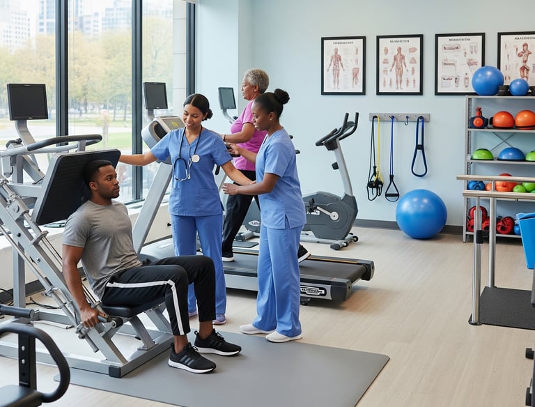 a nurse and a nurse in a gym room
