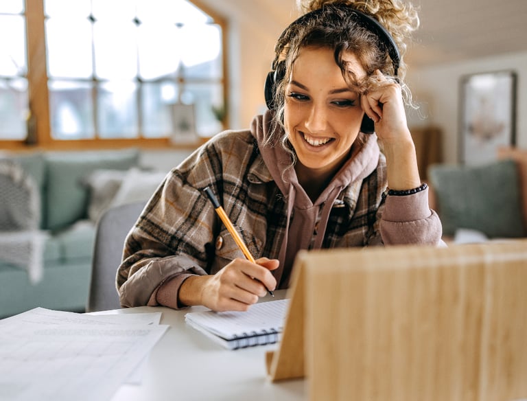 mujer en terapia online aprende a gestionar sus emociones y a ser feliz