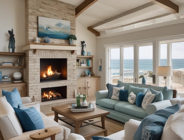 A beautifully arranged living room showcasing rustic decor.