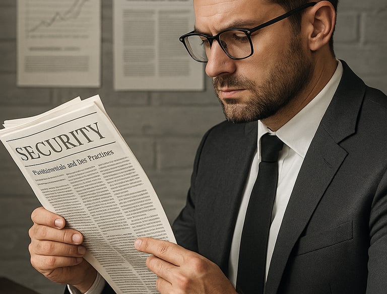 a man in a suit and tie is reading a newspaper