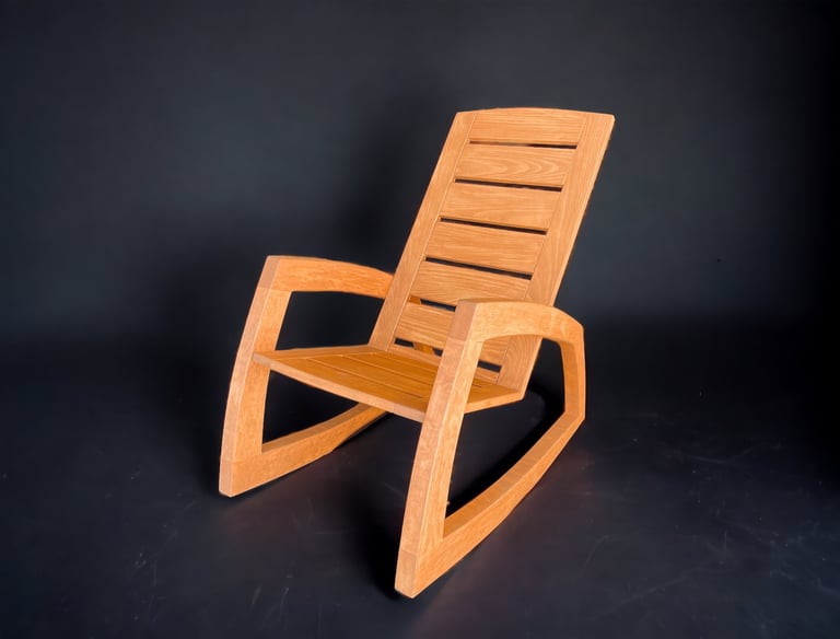 a rocking chair with a wooden rocking chair
