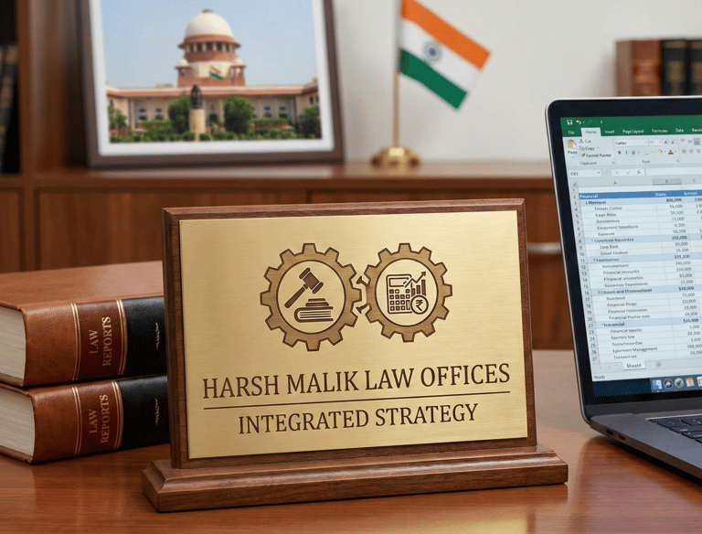 Harsh Malik Law Offices offers integrated legal and financial strategy.