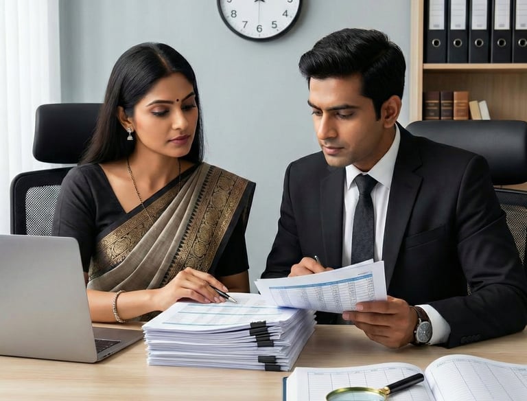 Expert legal consultants at Harsh Malik Law Offices reviewing case files.