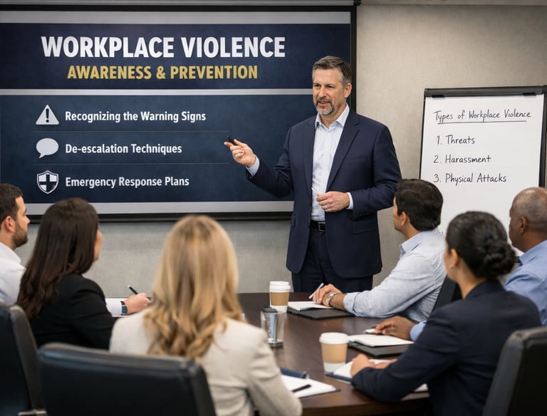 workplace violence employee training being conducted in a business setting