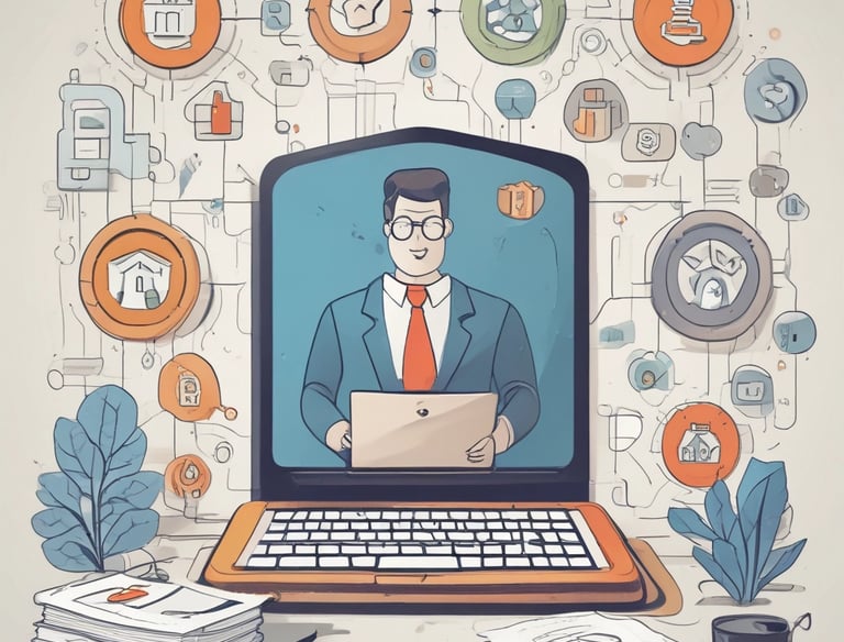 An illustration of administrative tasks being automated.