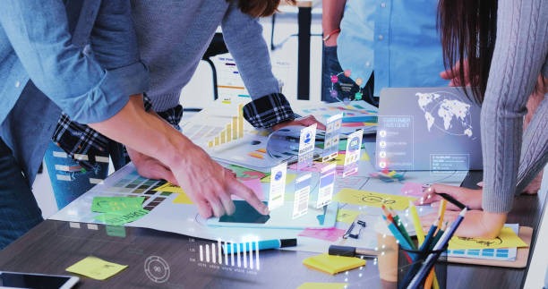 a group of people working on a project