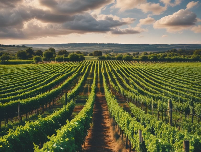 A large Brazilian flag is prominently displayed on a street, with a sunny sky in the background. There is a vendor walking along the sidewalk carrying more flags and other items. Cars are visible on the road, along with trees lining the street.