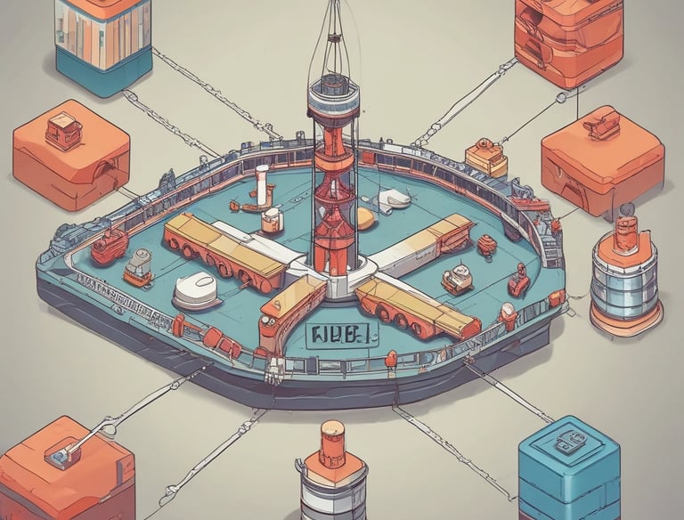 a grassy field with a lake and mountains in the background