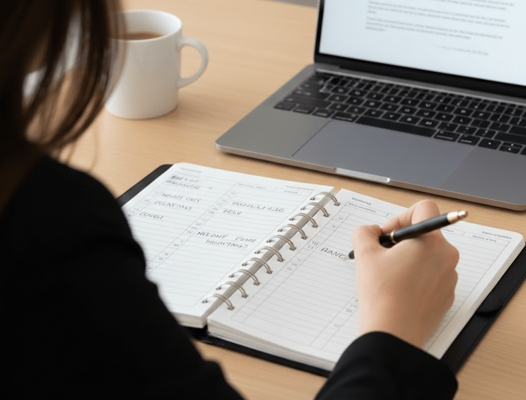 Maple Valley mobile notary organizing daily schedule for loan signings and notarizations in planner