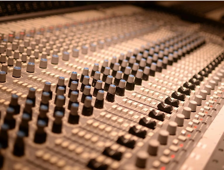 a sound board with a sound board and a microphone