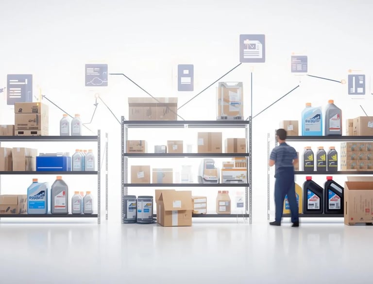 a man standing in front of a shelf with boxes and boxes
