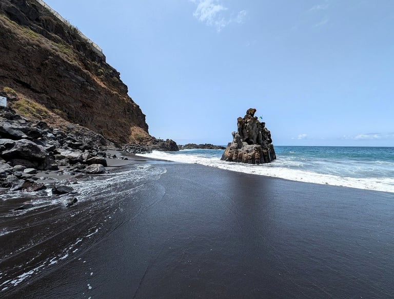 Black sand beach at El Bollullo
