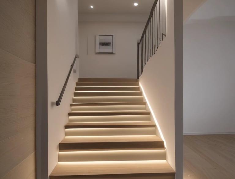 A modern workspace setup featuring a smartphone on a wireless charging stand, displaying a home automation app interface. Next to it is a black portable speaker, and a potted plant adds a touch of greenery. A computer monitor is partially visible in the background.