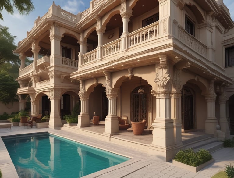 a large house with a pool and a pool