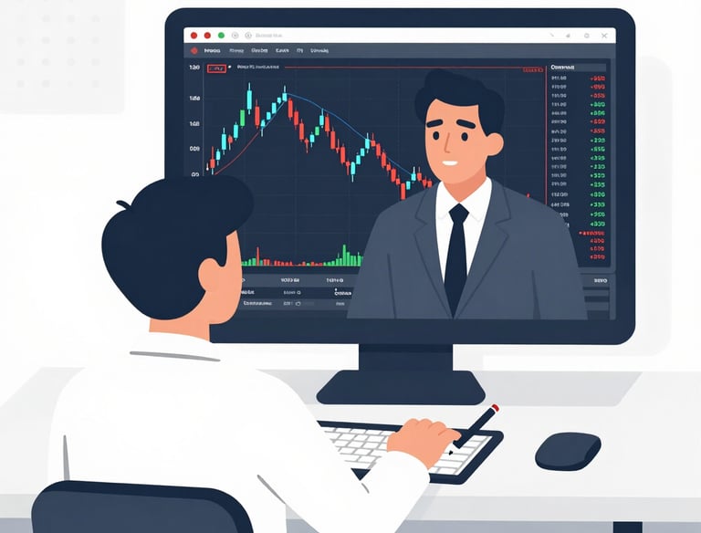 A trader receiving online education from a mentor online.