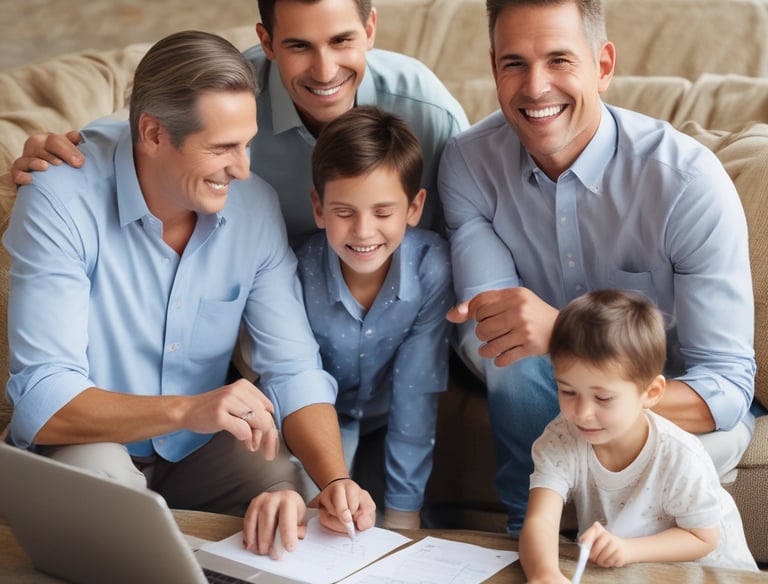 A cityscape featuring modern skyscrapers, with prominent buildings showcasing logos of major financial institutions. A fountain is placed in the foreground, surrounded by pedestrian walkways and railings.