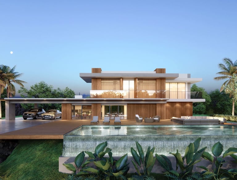 projeto de casa com Piscina de borda infinita