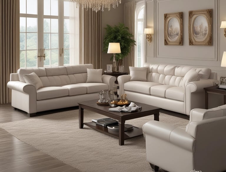 A stylish room featuring modern window blinds.