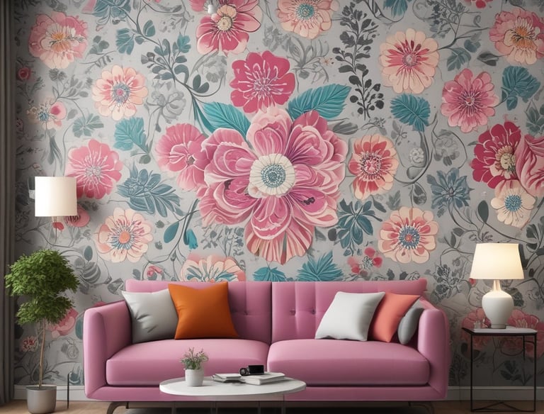 A beautifully decorated wall with elegant wallpaper.