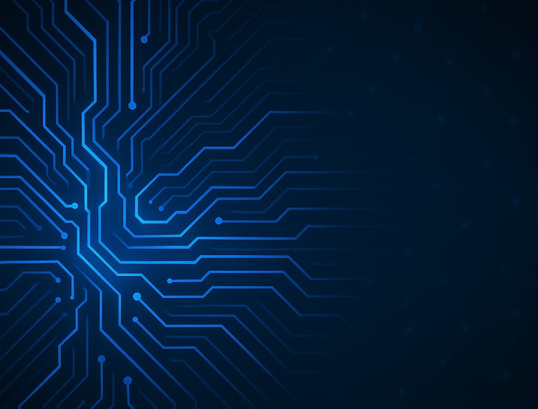 Geometric design circuit board image to represent AI