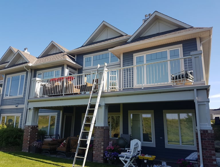 exterior house painting with ladder 