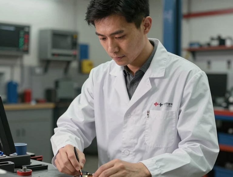 A friendly AI receptionist avatar answering calls with a headset in a modern office.