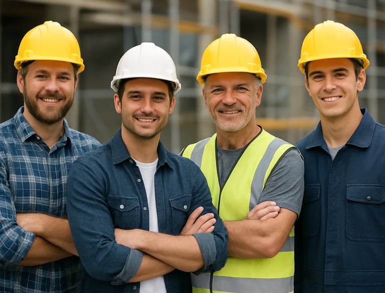 three men in safety vests and safety vests