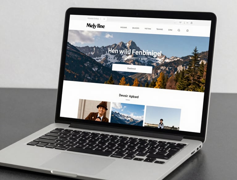 A sleek dark-themed modern website interface glowing on a laptop screen.
