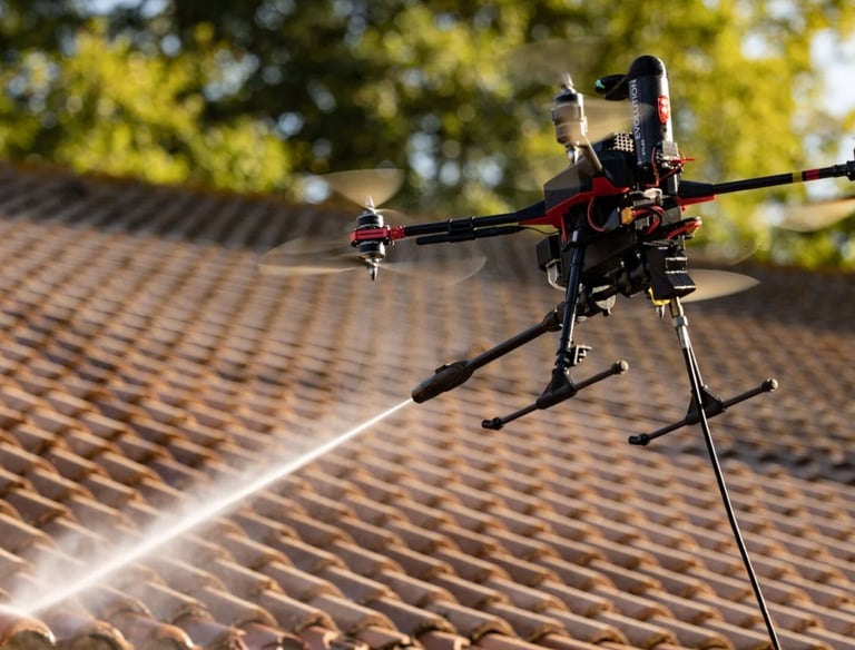 Drone nettoyage toiture
