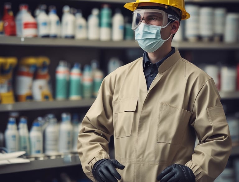 Stacks of protective gloves and masks ready for shipment in a warehouse.