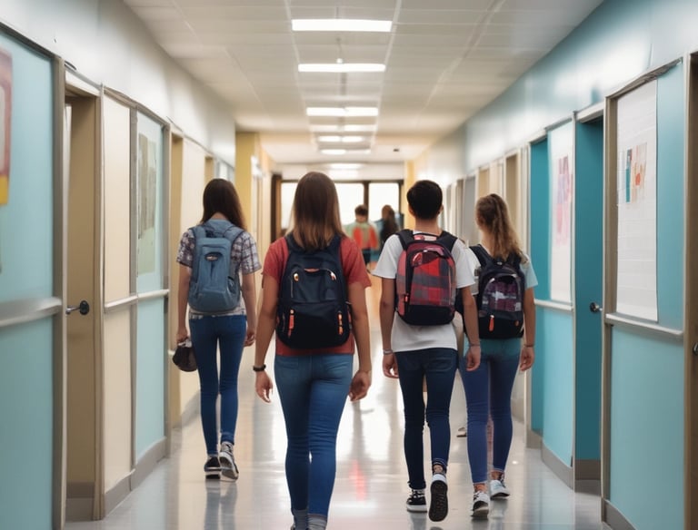 a man riding a skateboard down a street next to tall buildings
