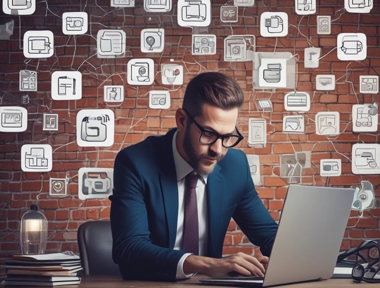 a man riding a skateboard down a street next to tall buildings