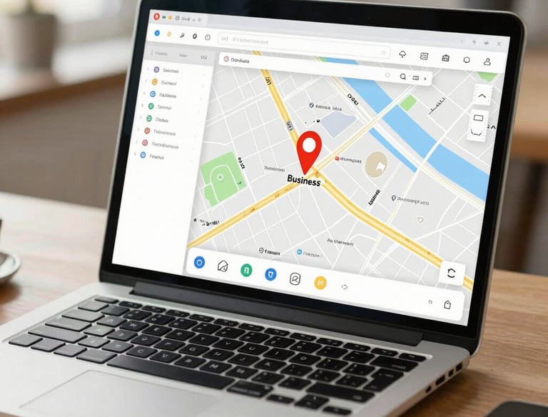A sleek laptop screen displaying a Google Ads campaign dashboard with charts and metrics.