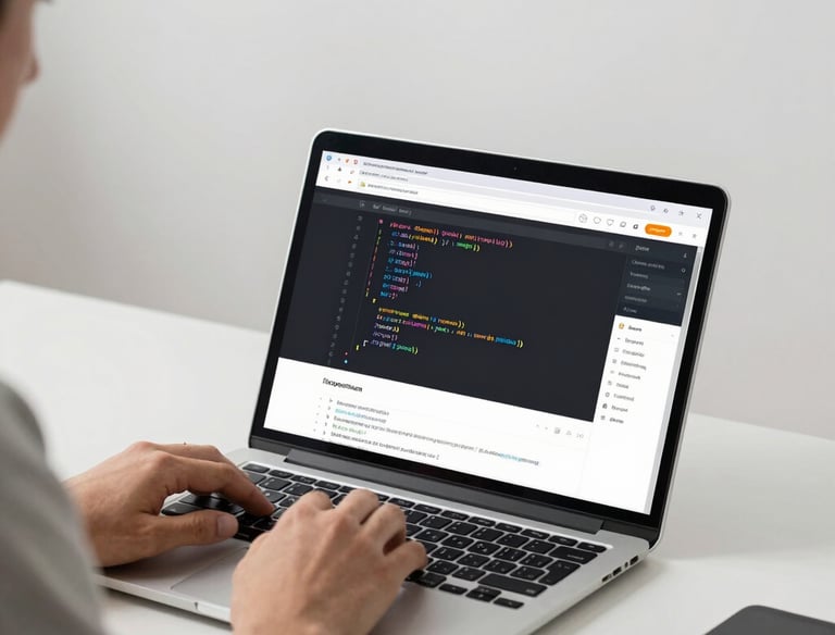 Modern website design on a tablet showing a clean, blue-themed homepage layout.