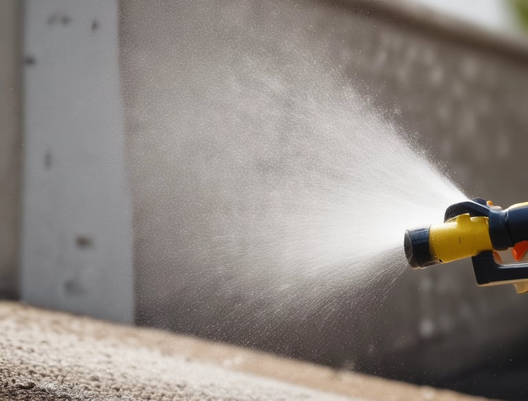 Close-up of specialized loft tank cleaning equipment arranged neatly.