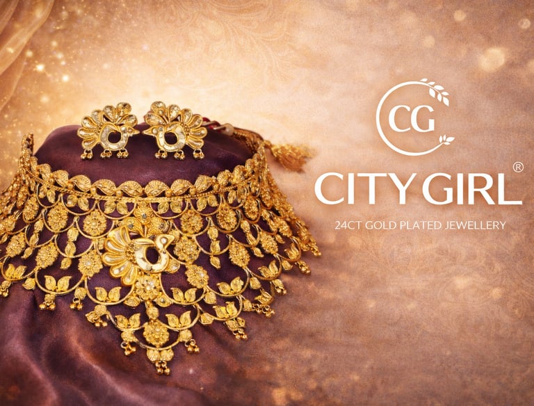 City Girl Jewellery - Best imitation Jwellery - 18 Carat Gold Plated  - Bridal Wear - Necklace Set
