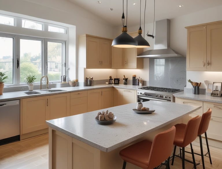a man riding a skateboard down a street next to tall buildings