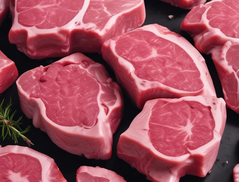 Frozen meat packages neatly stacked in a hygienic cold storage facility.