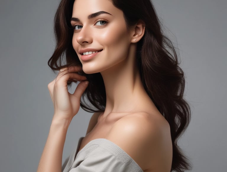 Close-up of a serene woman receiving a gentle facial treatment in a cozy salon.