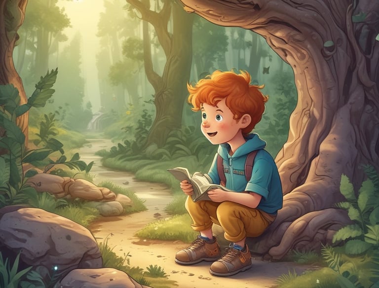 An illustration of a young child learning honesty through a magical adventure.