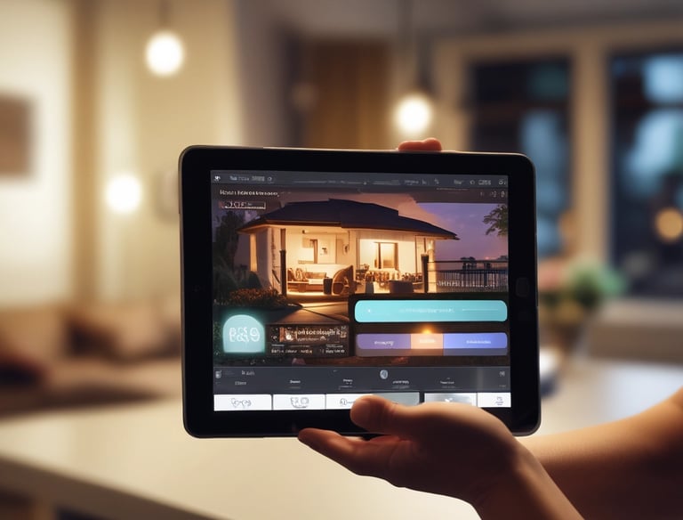 Modern smart home control panel with ambient lighting.
