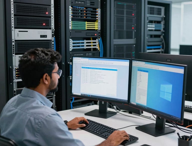 A consultant advising a small business team with compliance documents and charts.