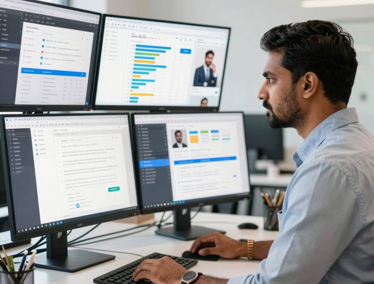 A consultant advising a small business team with compliance documents and charts.