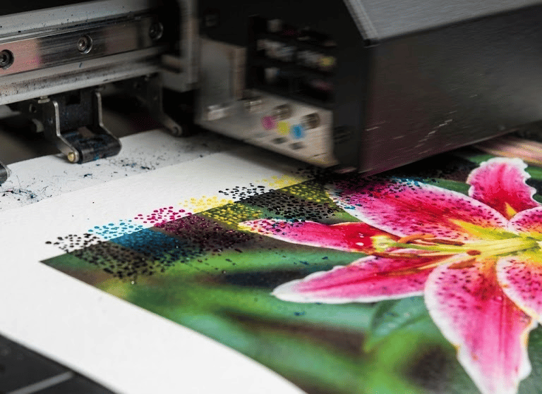 a print of a flower on a print
