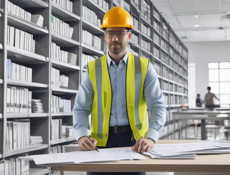 a man riding a skateboard down a street next to tall buildings