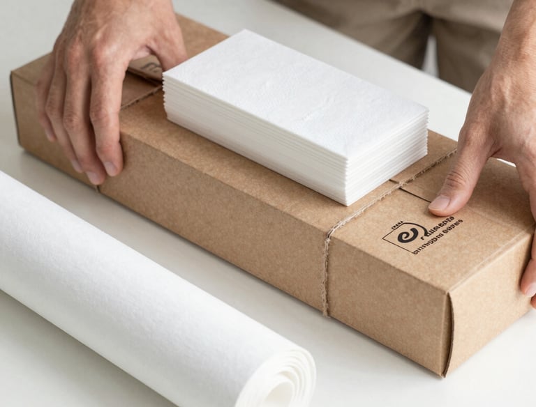 Stacks of eco-friendly food packaging bags ready for wholesale distribution.