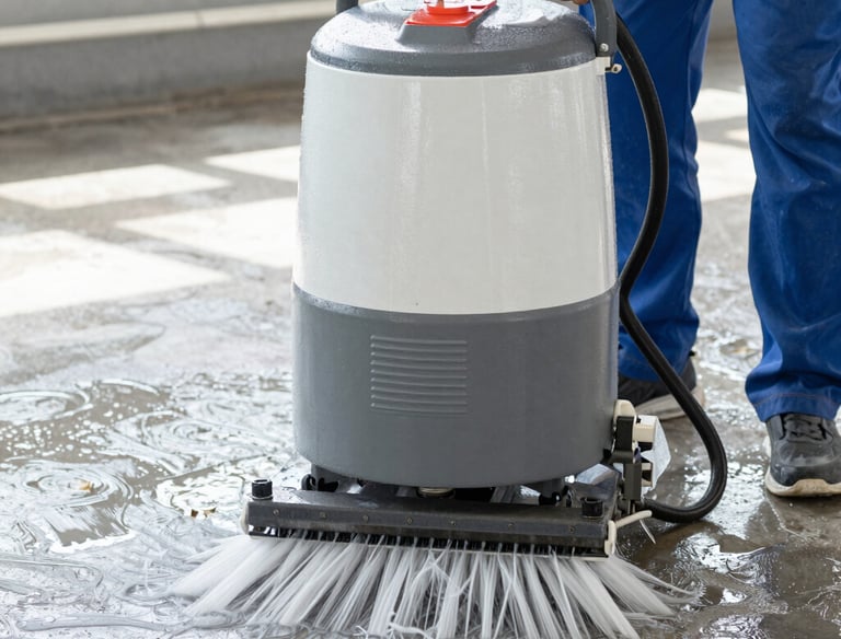 Hands carefully applying finish to a wooden floor, highlighting its shine.
