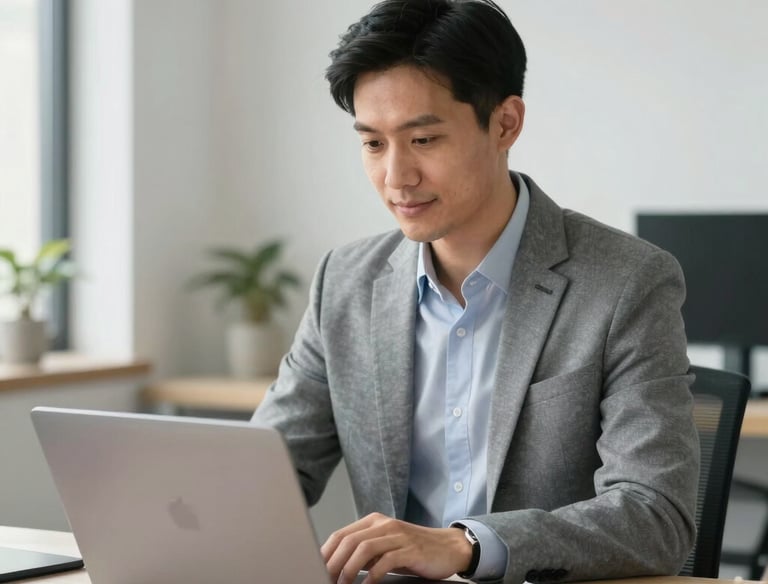 a man riding a skateboard down a street next to tall buildings